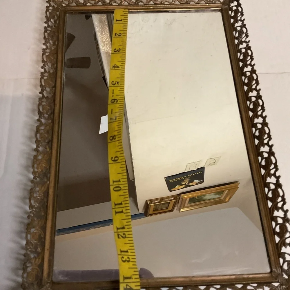 Vintage Ornate Gold Vanity tray or wall mirror